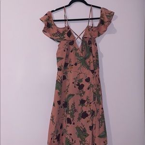 Wrapped off the shoulder flower dress